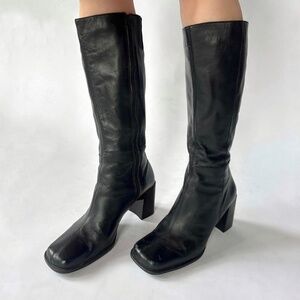 Square Toe Boots Knee High Leather 8.5